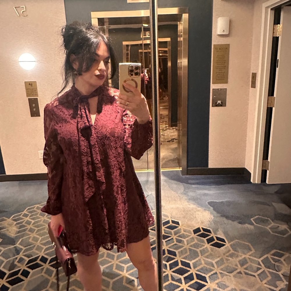 Elegant Burgundy Lace Dress